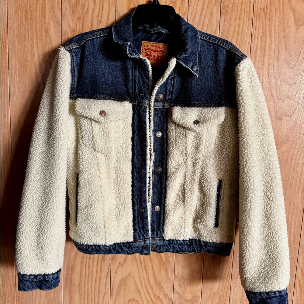Levi's Women’s Denim and Sherpa Jacket - Blue and Cream